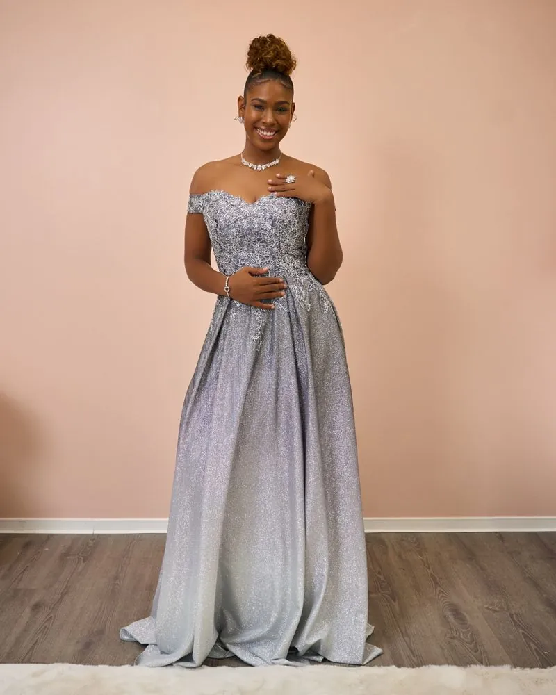 Robe de cérémonie argentée pour mère de la mariée
